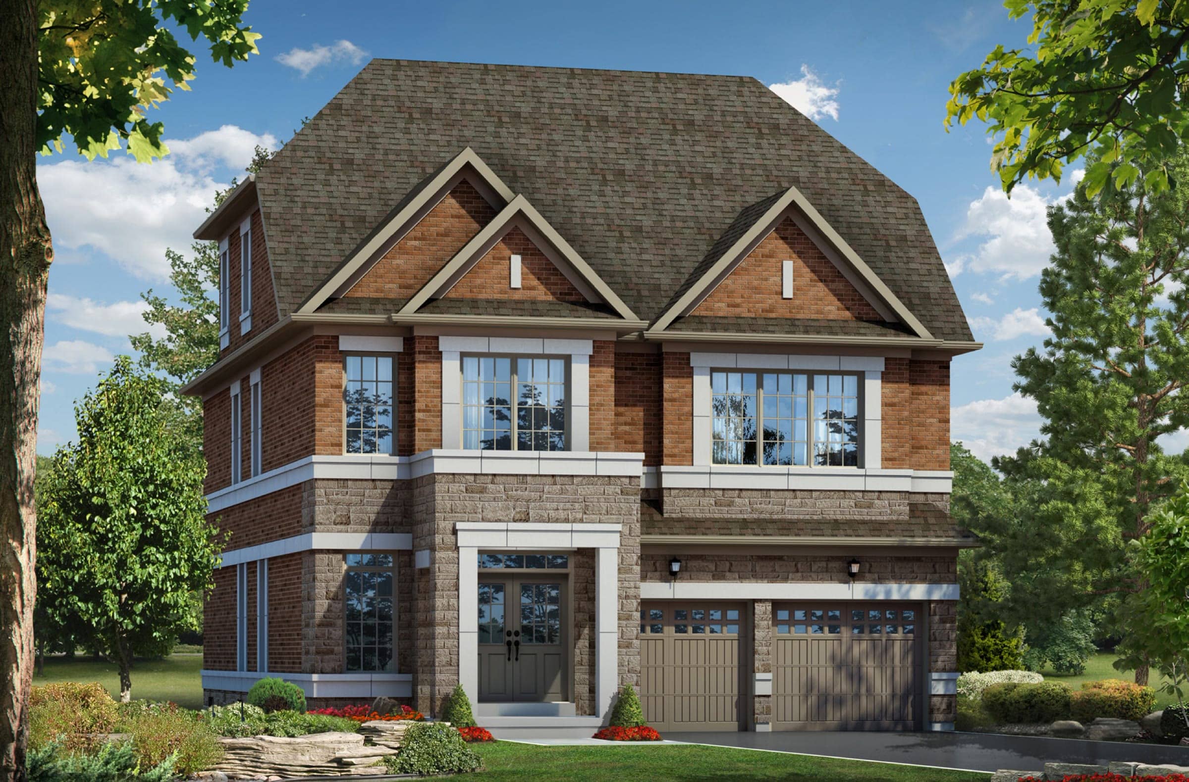 Detached home with gabled roofline