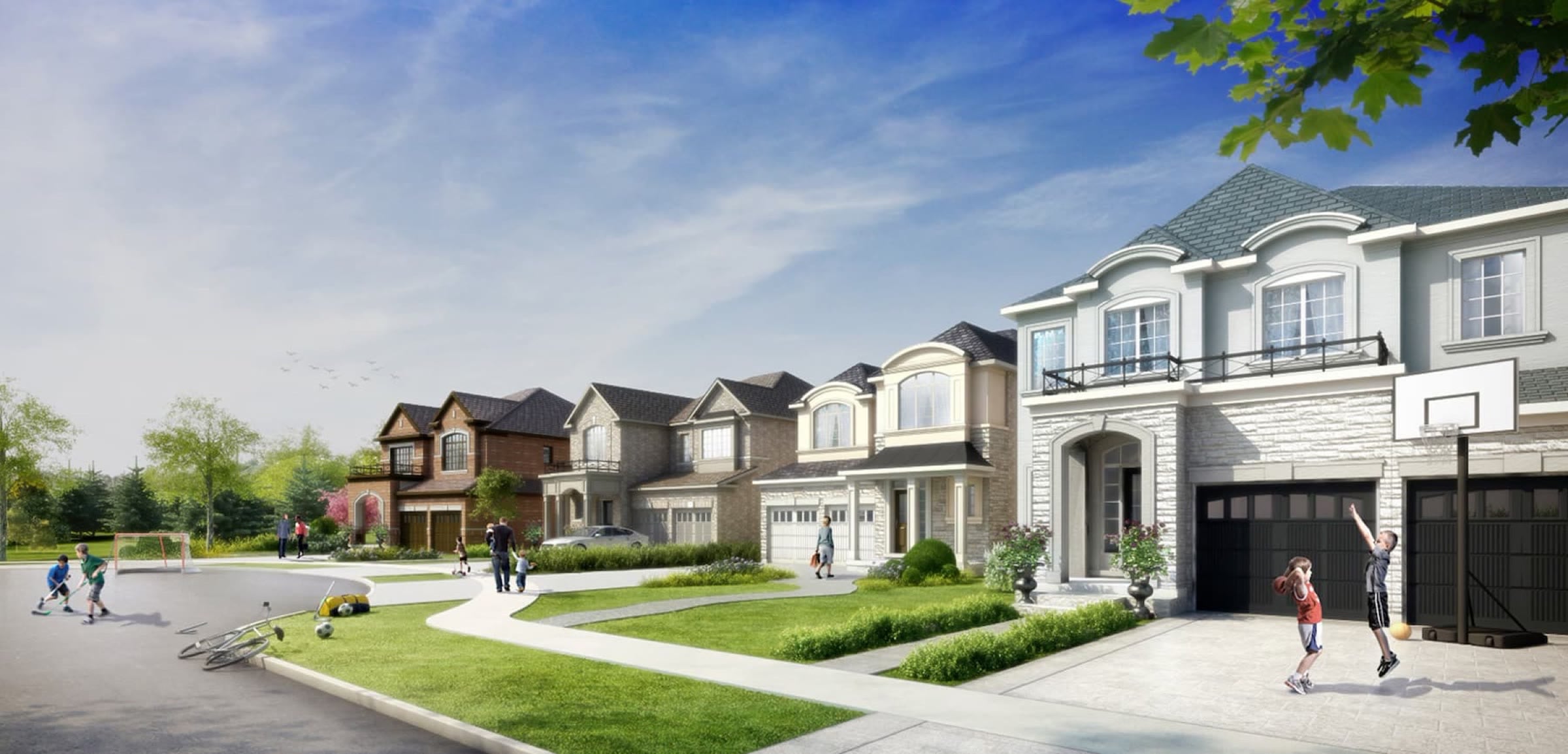 Street of new detached homes in Westfield